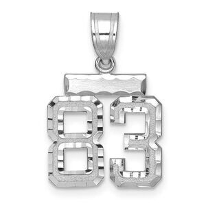 14k White Gold, Varsity Collection, Small D/C Pendant, Number 83